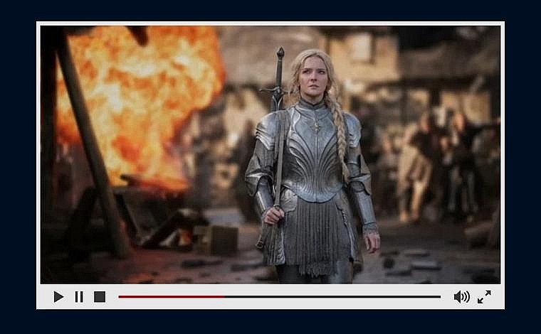 Morfydd Clark as Galadriel in Amazons The Lord of the Rings: The Rings of Power.